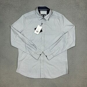 Thomas Sterling Performance 4 Way Stretch Shirt White Geometric Print Breathable